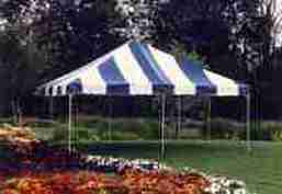 blue and white frame tent