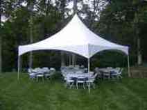 20X20 white wedding tent with tables and chairs