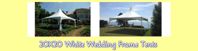 white wedding frame tents page